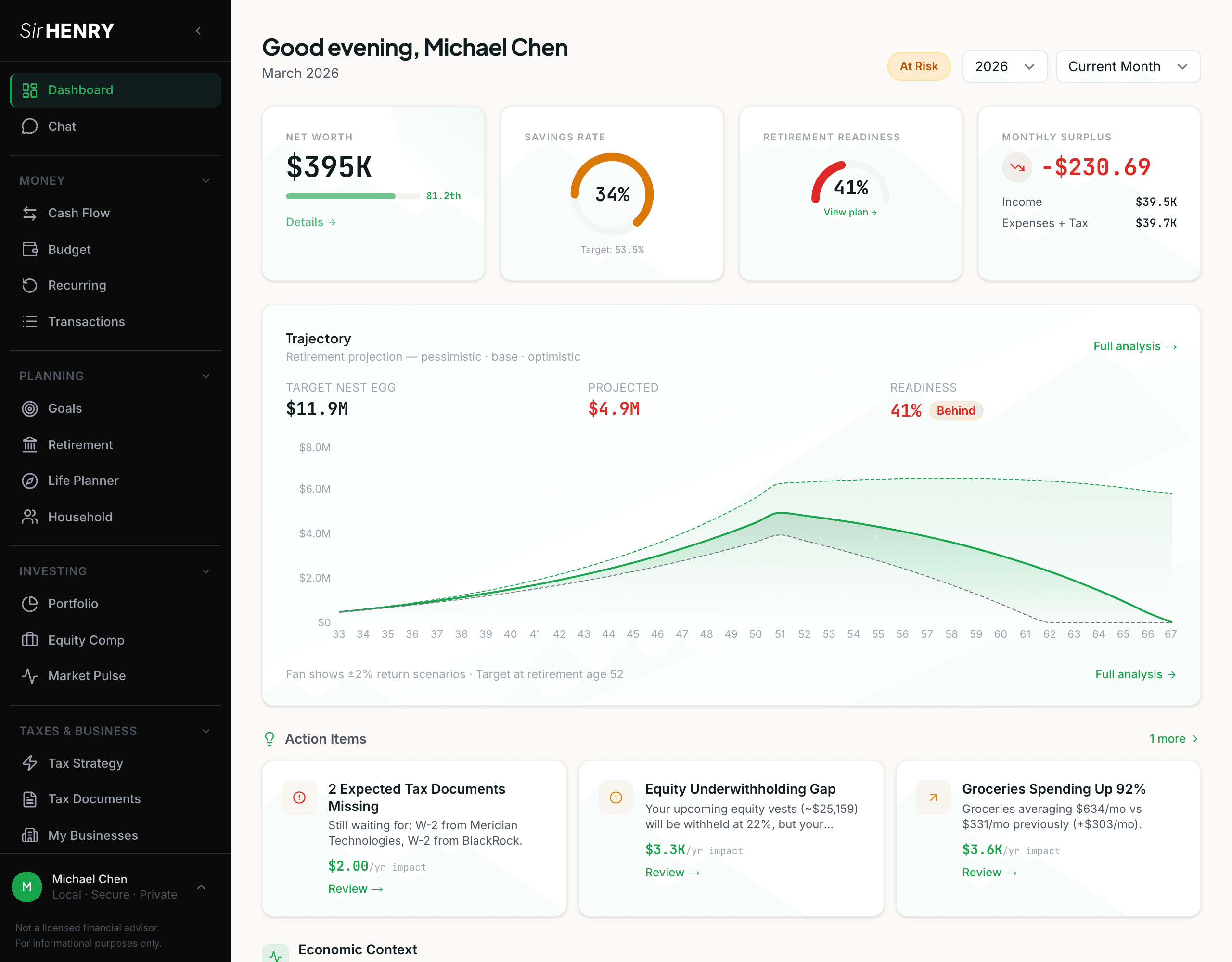SirHENRY — A local-first wealth platform for HENRYs (High Earners, Not Rich Yet)